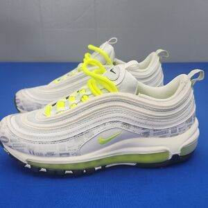 Nike Kids Air Max 97 White and Neon Green Sneakers